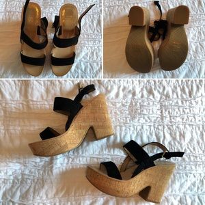 Dolce Vita Black Cork Wedges